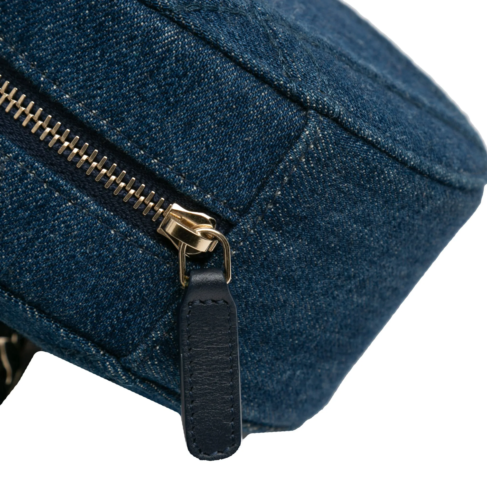 Blue Chanel Denim 19 Round Clutch with Chain Satchel