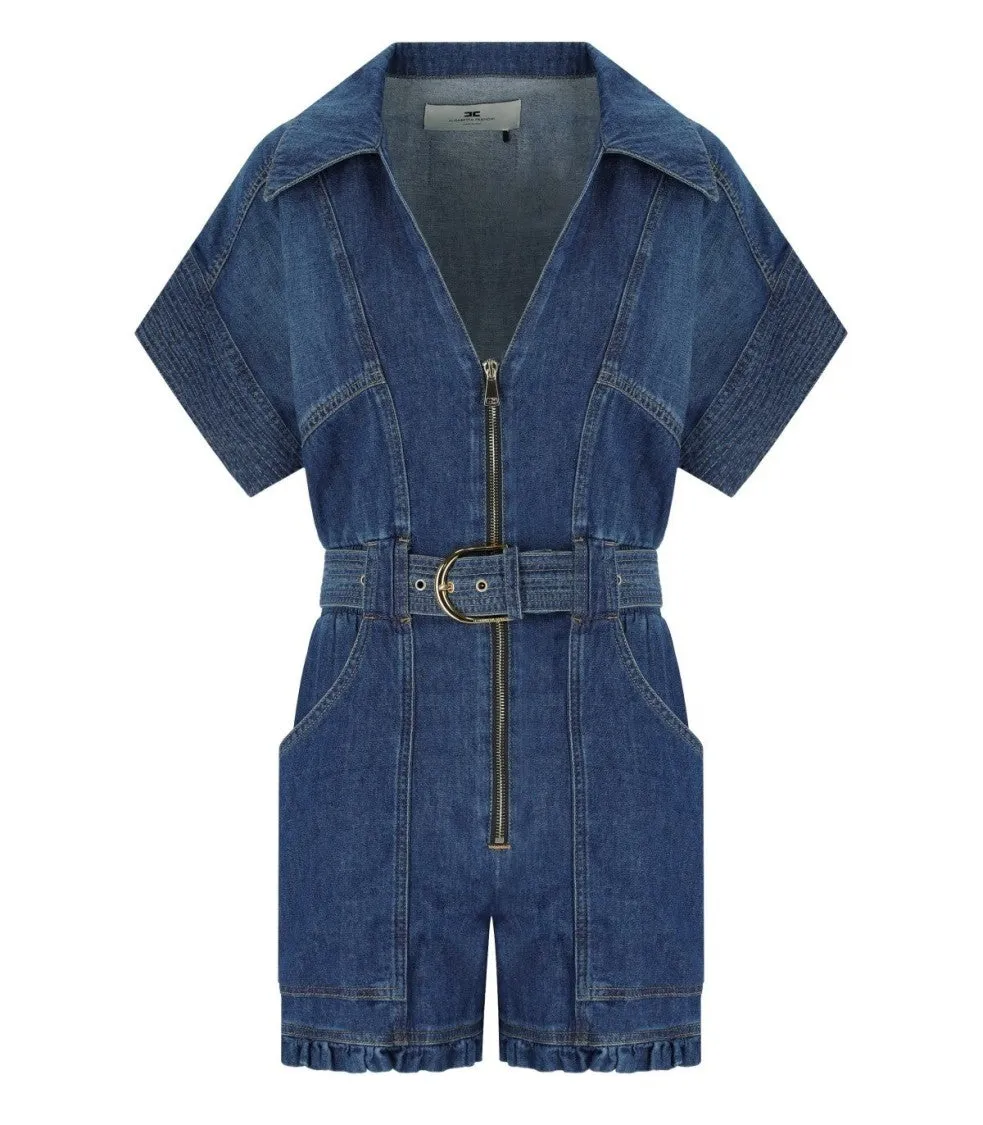 Blue Denim Short Jumpsuit