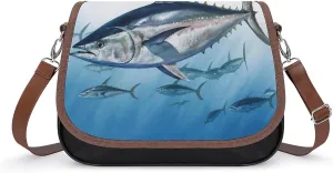 Bluefin Tuna Thunnus Shoulder Bags PU Leather Shoulder Handbag Large Capacity Crossbody Bag for Women