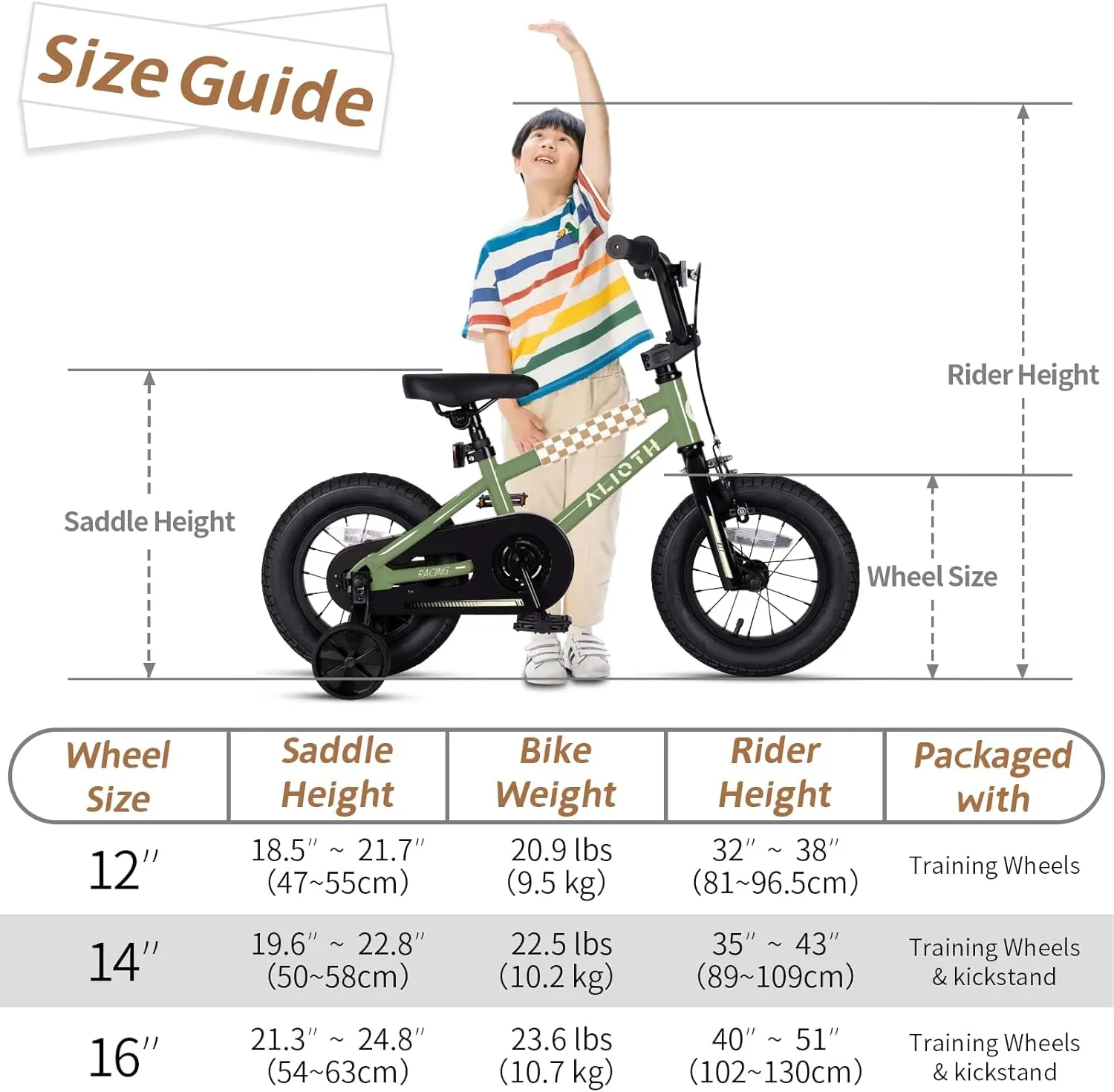 BMX Style Kids Bike for 2-8 Years Old Boys Girls Toddlers 12 14 16 Inches Bicycle with Training Wheels Coaster Brake, Multiple Color