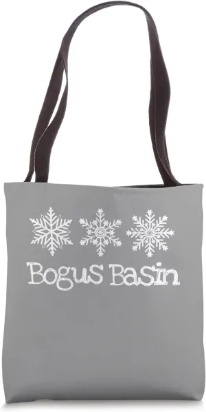 Bogus Basin Idaho Ski Skier Frosty Rustic Snowflakes Winter Tote Bag