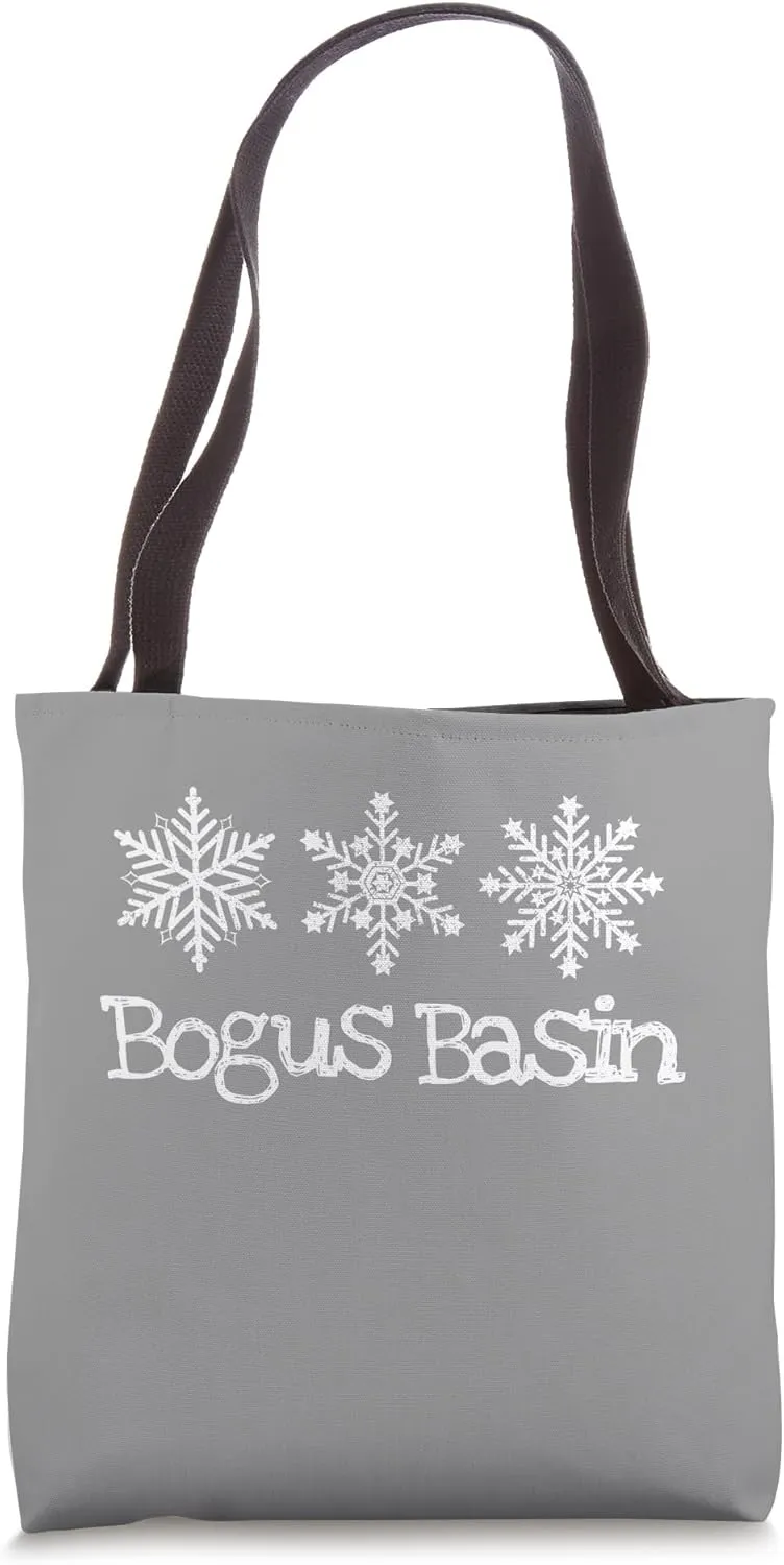 Bogus Basin Idaho Ski Skier Frosty Rustic Snowflakes Winter Tote Bag