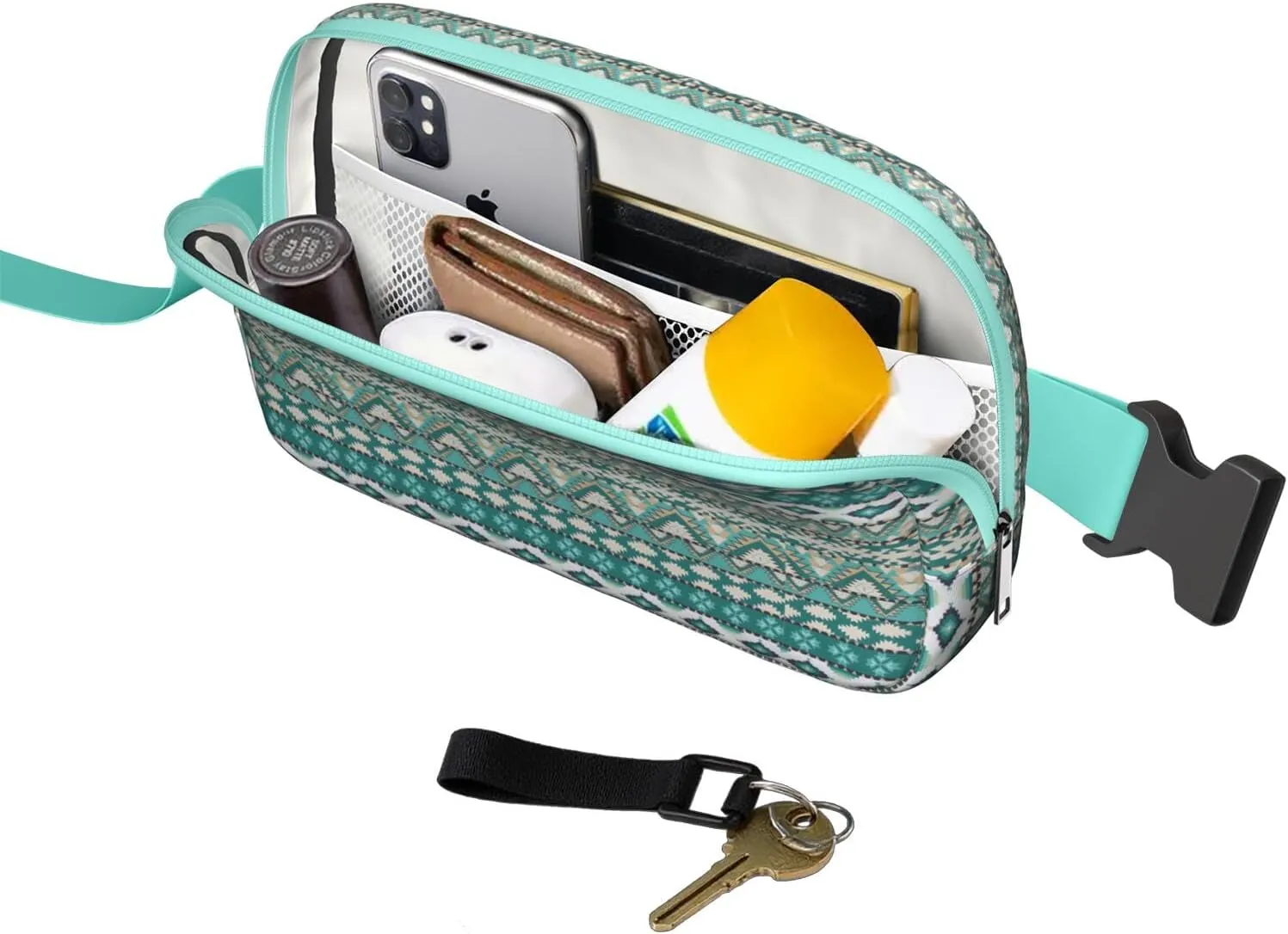 Bohemian Mini Belt Bag for Men Women Vintage Rustic Waist Packs Crossbody Bags Adjustable Strap for Hiking Cycling Running