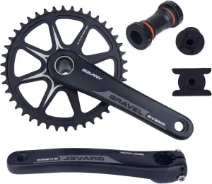 BOLANY Bike Cranksets 170/172.5mm Hollow Integrated 42T Single Chainring Direct Mount with Bottom Bracket Fit for Gravel Road Bike Compatible with 10/11speed