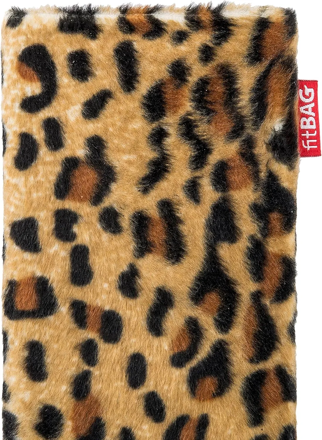 Bonga Leopard Custom Tailored Sleeve for Mobistel Cynus T8. Fine Imitation Fur Pouch with Integrated Microfibre Lining for Display Cleaning