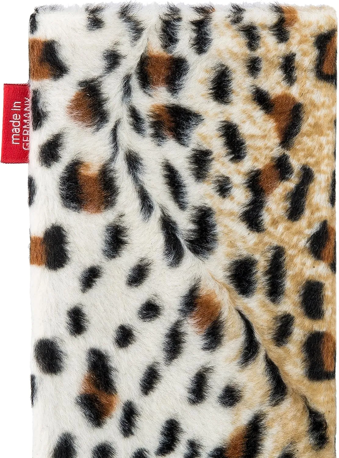 Bonga Leopard Custom Tailored Sleeve for Mobistel Cynus T8. Fine Imitation Fur Pouch with Integrated Microfibre Lining for Display Cleaning