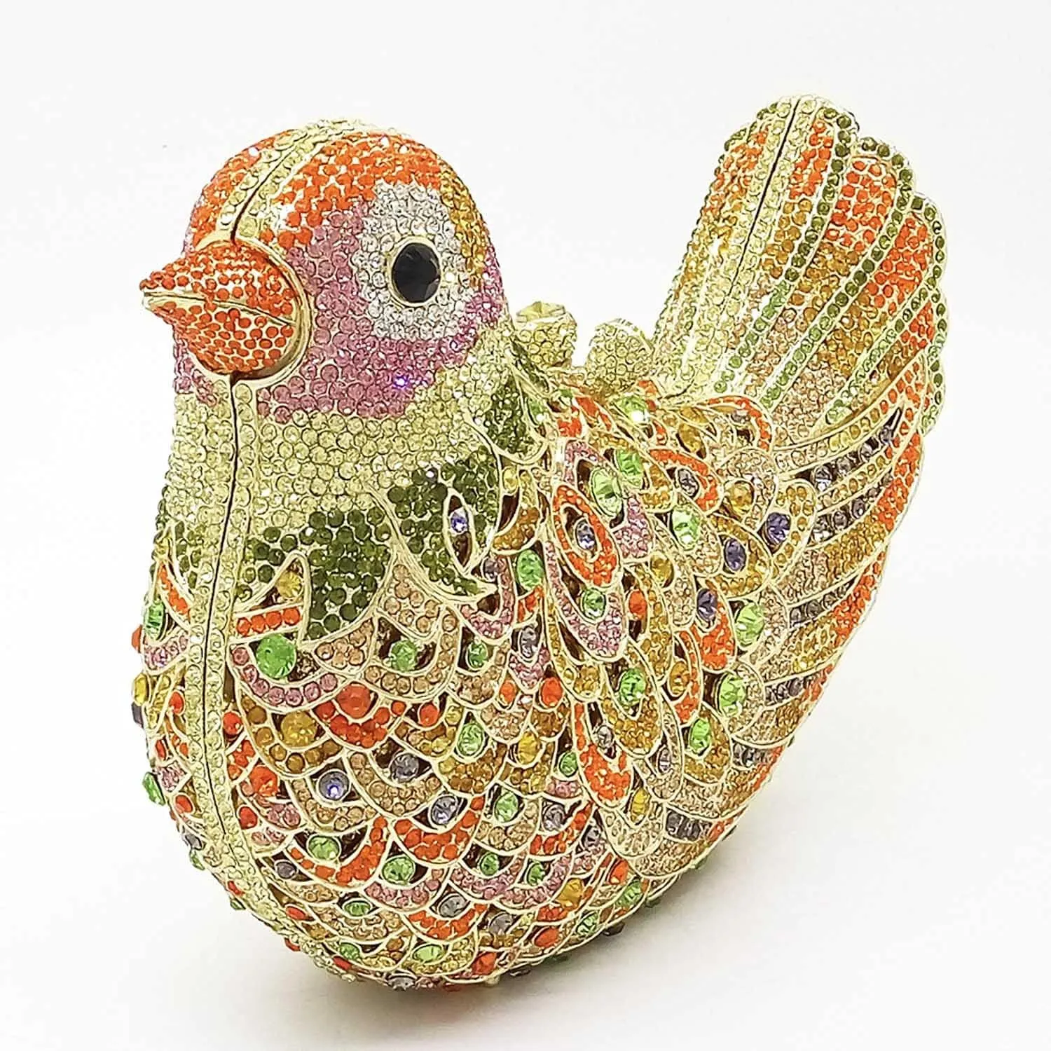 Boutique De FGG Bird Crystal Clutch Purses For Women Dressy Rhinestone Evening Bag Pigeon Prom Clutch Purse for Wedding,Mini