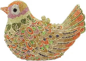 Boutique De FGG Bird Crystal Clutch Purses For Women Dressy Rhinestone Evening Bag Pigeon Prom Clutch Purse for Wedding,Mini
