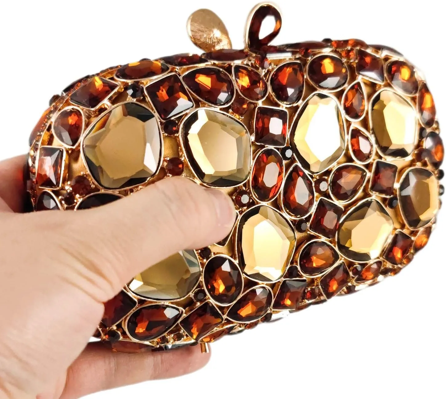 Boutique De FGG Crystal Clutch Purses for Women Formal Clutch Gemstone Prom Purse Wedding Party Rhinestone Evening Bag,Mini