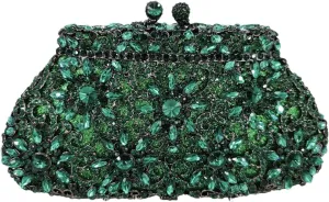 Boutique De FGG Women Crown Minaudiere Handbags Formal Evening Bags Flower Crystal Clutch Purses Wedding Clutch Bag,Mini