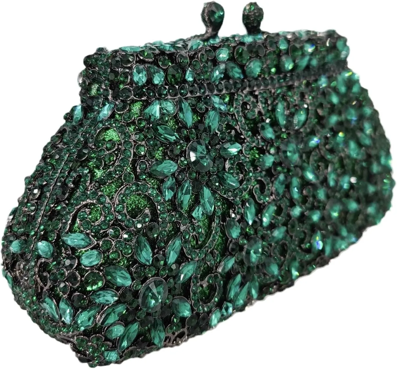 Boutique De FGG Women Crown Minaudiere Handbags Formal Evening Bags Flower Crystal Clutch Purses Wedding Clutch Bag,Mini