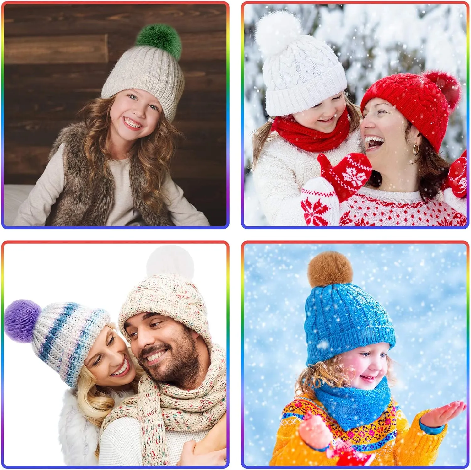 BQTQ 26 Pieces Faux Fur Pom Poms DIY Fluffy Faux Fur Pom Pom with Elastic Buckle for Bag Accessories Gloves Scarf Key Ring (13 Colours)