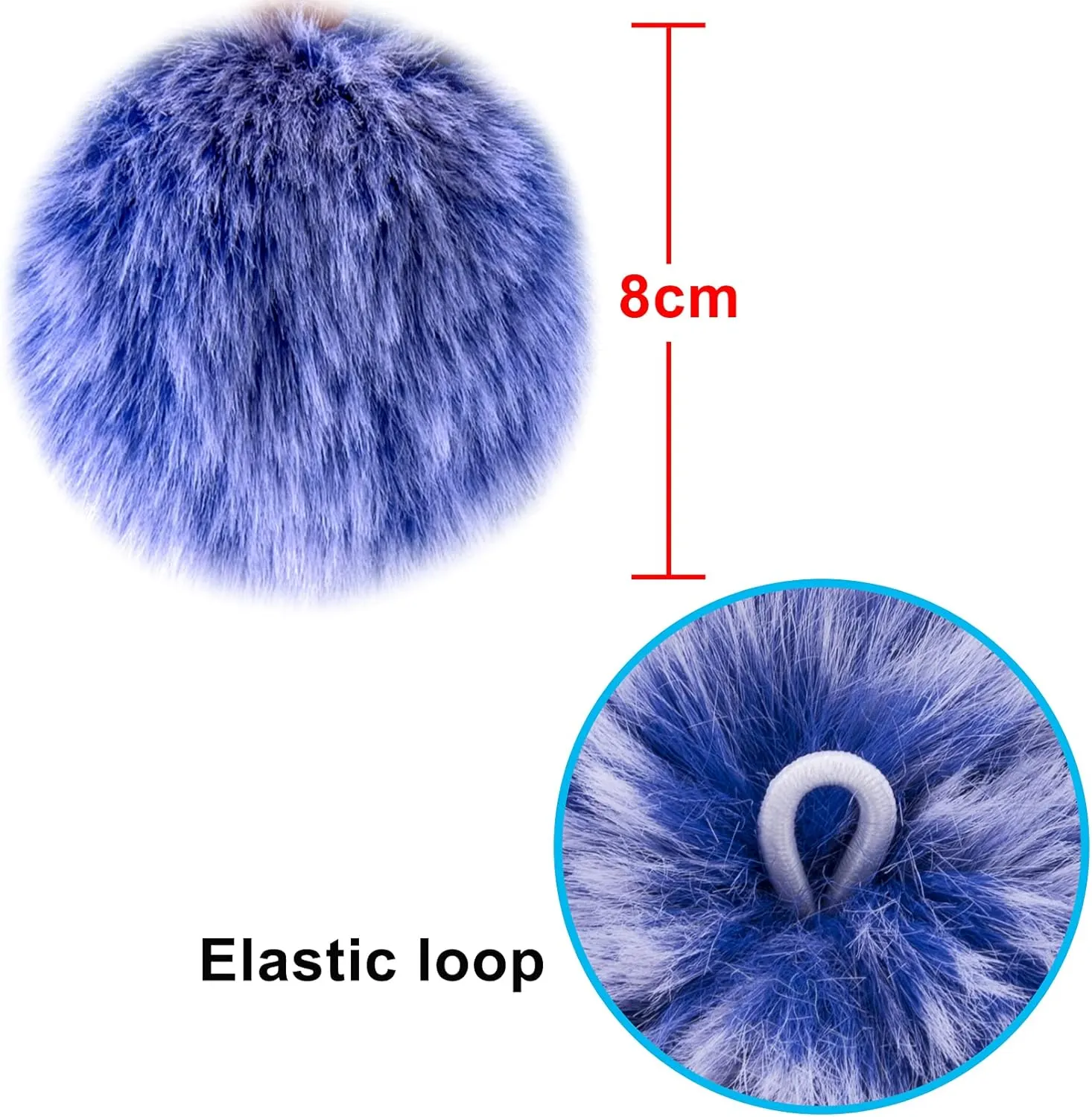 BQTQ 30 Pieces Faux Rabbit Fur Pom Pom Fluffy Pompom Balls with Elastic Loop for Hats Keychains Scarves Gloves Bags Accessories(15 Colors, 2 Pcs Each Color)