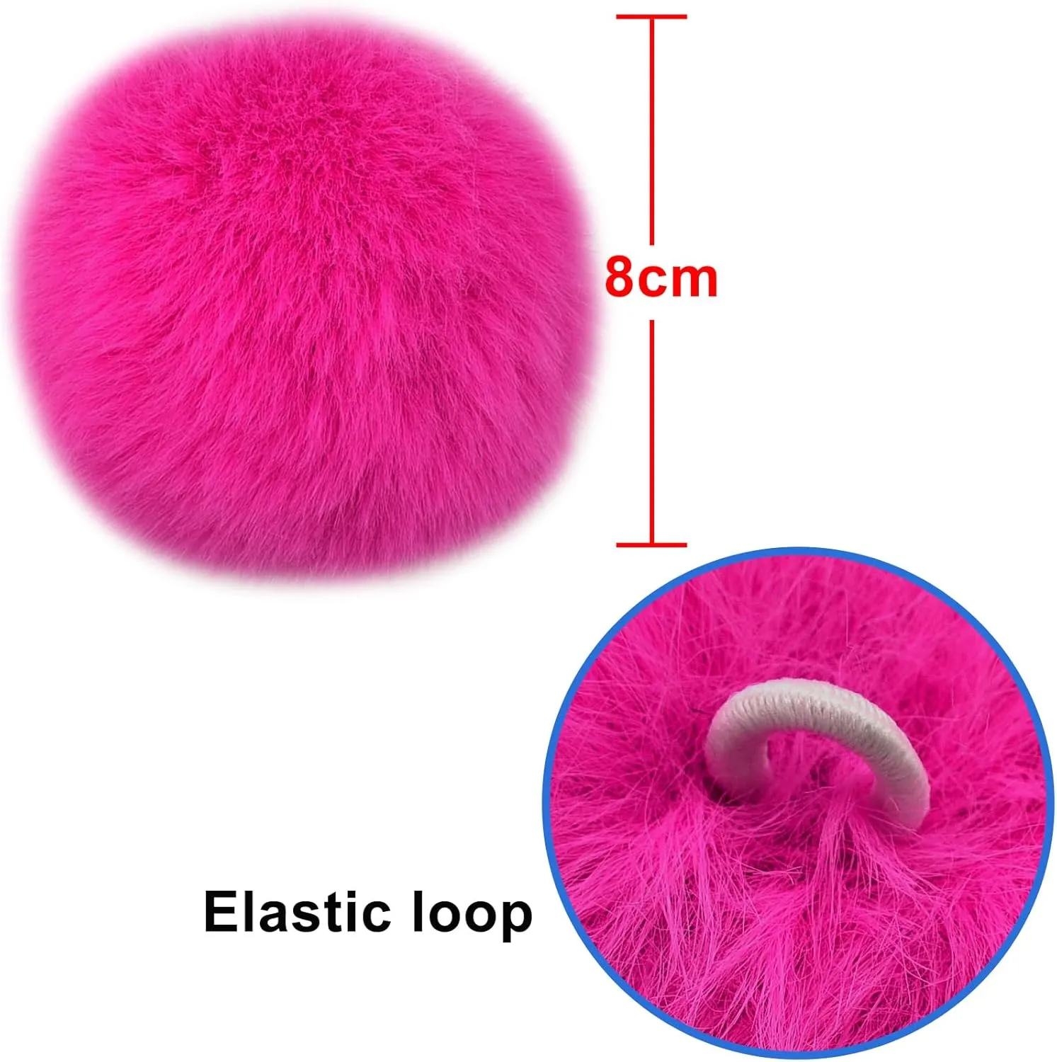 BQTQ 40 Pieces Faux Fur Pom Pom Balls with Elastic Loop DIY Fluffy Pom Pom Faux Rabbit Fur Pom Pom for Hats Beanie Shoes Scarves Gloves Bags Accessories(Bright Color)