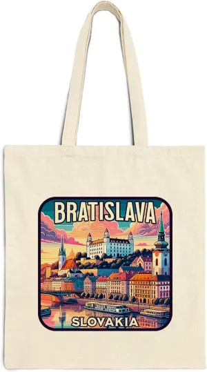 Bratislava Slovakia Cotton Tote Bag for Women Men Casual Tote Bag Cloth Canvas Shopping Bags with Handles Cute Bags Everyday Use 15" x 16" Aesthetic Gift ID44997