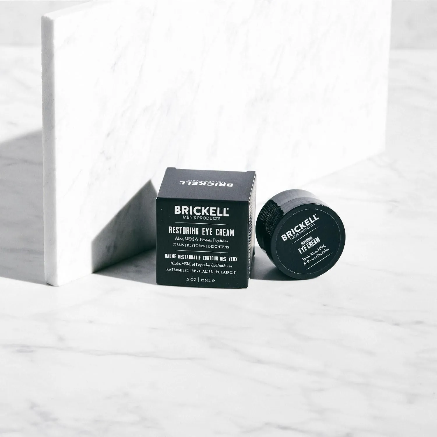 Brickell Men'S Restoring under Eye Cream for Men, Natural and Organic anti Aging Eye Balm to Reduce Puffiness, Wrinkles, Dark Circles, Crows Feet and under Eye Bags, 0.5 Ounce, Unscented