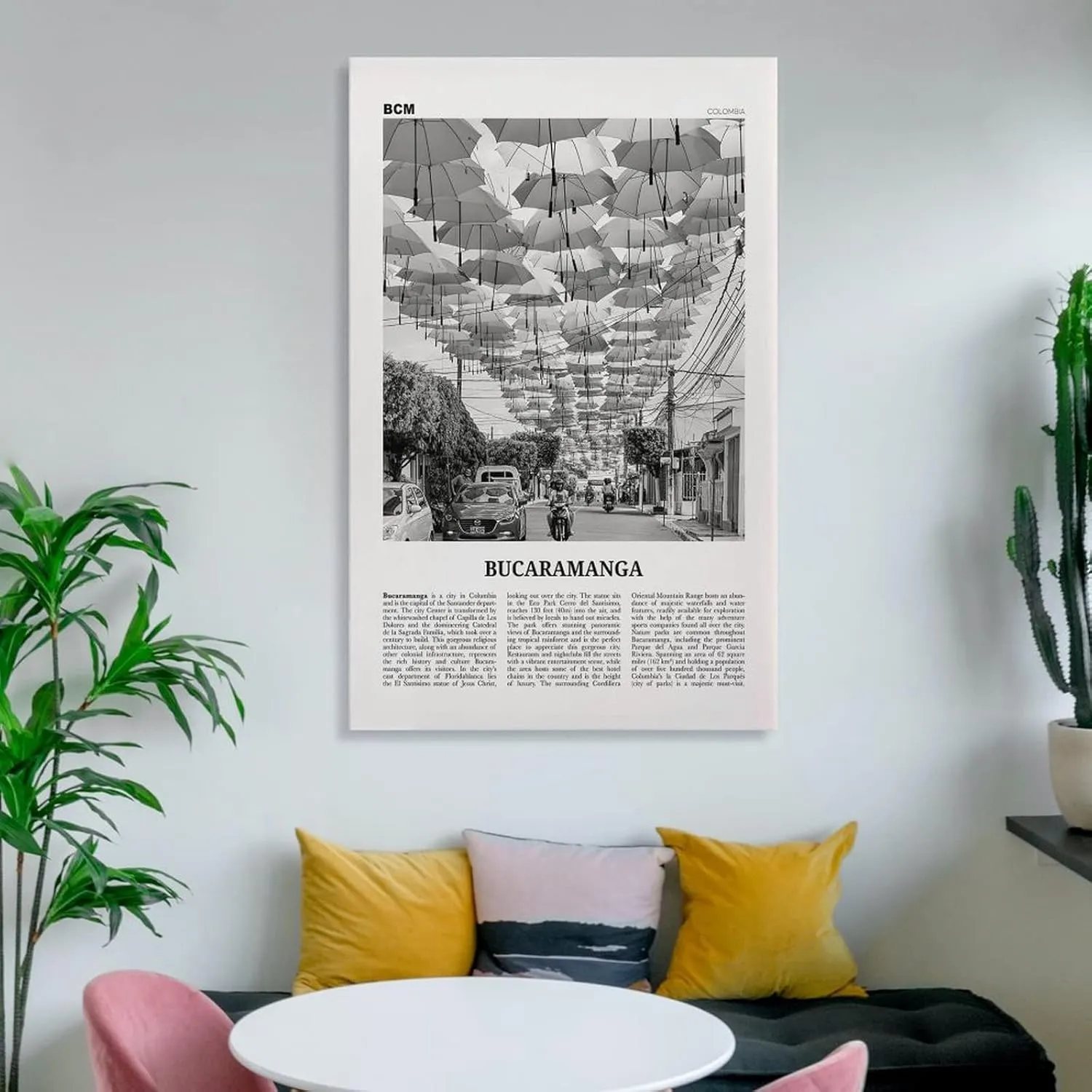 Bucaramanga Print Black And White, Bucaramanga Wall Art, Bucaramanga Poster, Bucaramanga Photo, Buca Poster Canvas Artwork Prints Rustic Farmhouse Decorations for Living Room Bathroom Bedroom 20x30inc