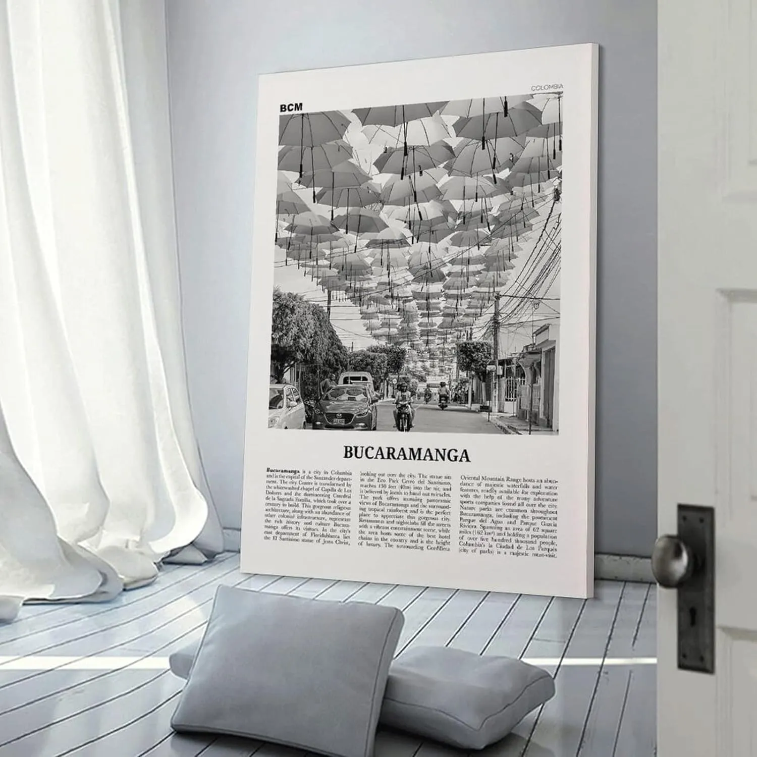 Bucaramanga Print Black And White, Bucaramanga Wall Art, Bucaramanga Poster, Bucaramanga Photo, Buca Poster Canvas Artwork Prints Rustic Farmhouse Decorations for Living Room Bathroom Bedroom 20x30inc