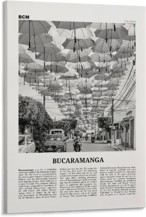 Bucaramanga Print Black And White, Bucaramanga Wall Art, Bucaramanga Poster, Bucaramanga Photo, Buca Poster Canvas Artwork Prints Rustic Farmhouse Decorations for Living Room Bathroom Bedroom 20x30inc