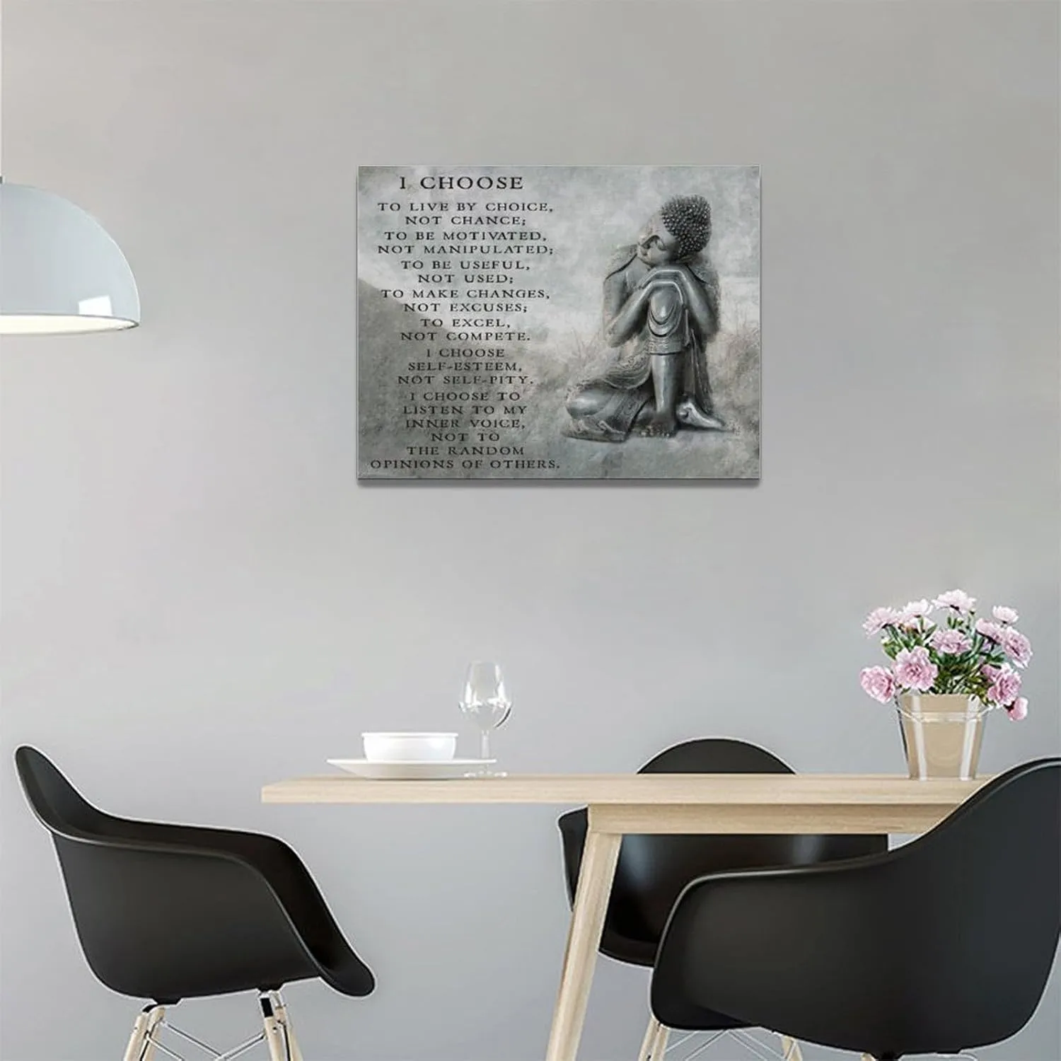 Buddha Statue Wall Art Spiritual Zen Canvas Wall Decor Motivational Quotes Meditation Pictures Prints Paintings Buddhism Framed Artwork Home Decoration for Bathroom Spa Bedroom Living Room 12"x16"