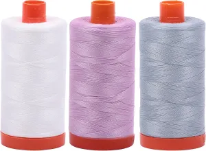 Bundle of Aurifil 50wt Egyptian Cotton Thread, Large 1422 Yard Spools, with and Without Aurifil Empty Thread Case 12 Spool Capacity (3 Spool Bundles, 2021 2515 2612)
