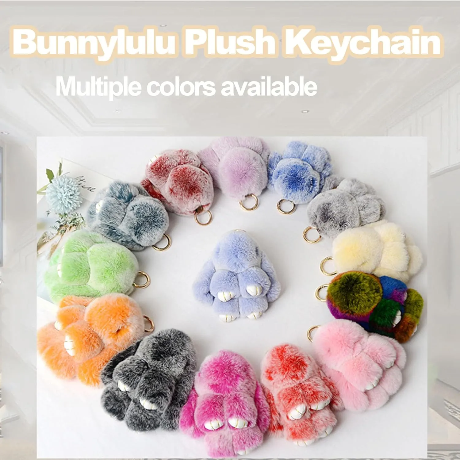 Bunny Keychain with Tin Box,2025 New Official Bunny Handmade Soft Bunny PomPom Charms Handbag Keychain Easter Gift Box