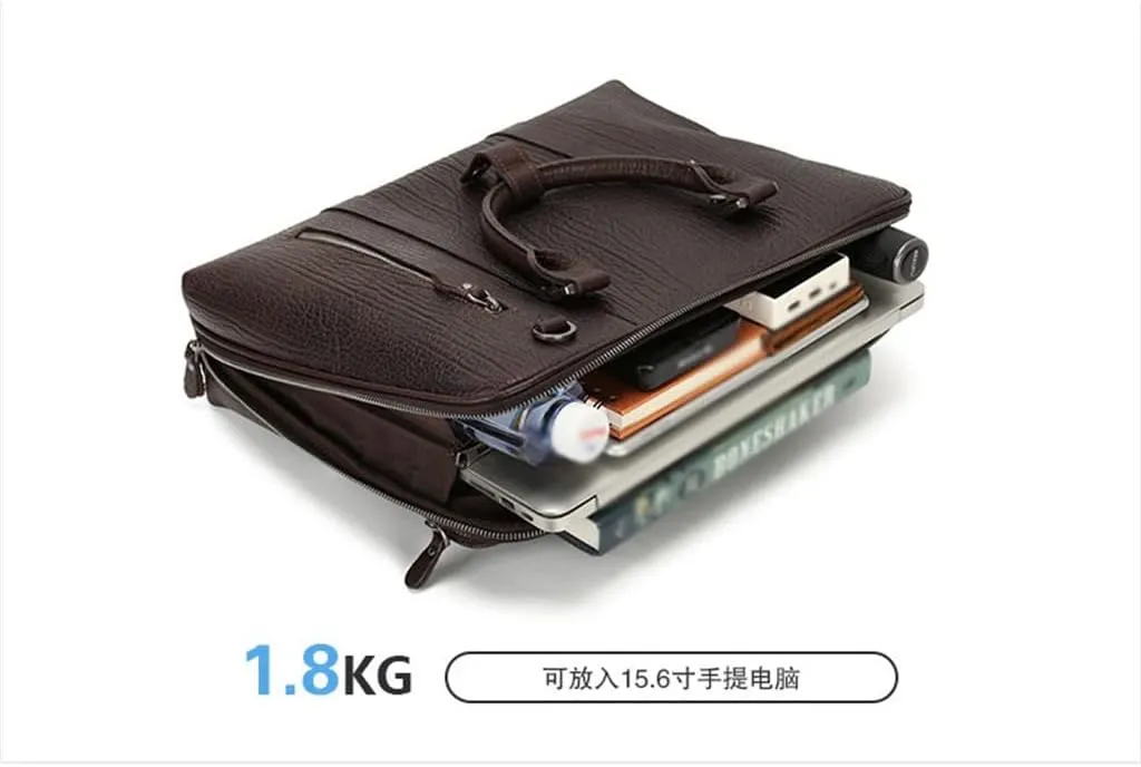 Business Men's Handbag Briefcase 15.6 Inch Shoulder Crossbody Bag Leather Men's Bags Computer Bag (D As Shown in The Figure)