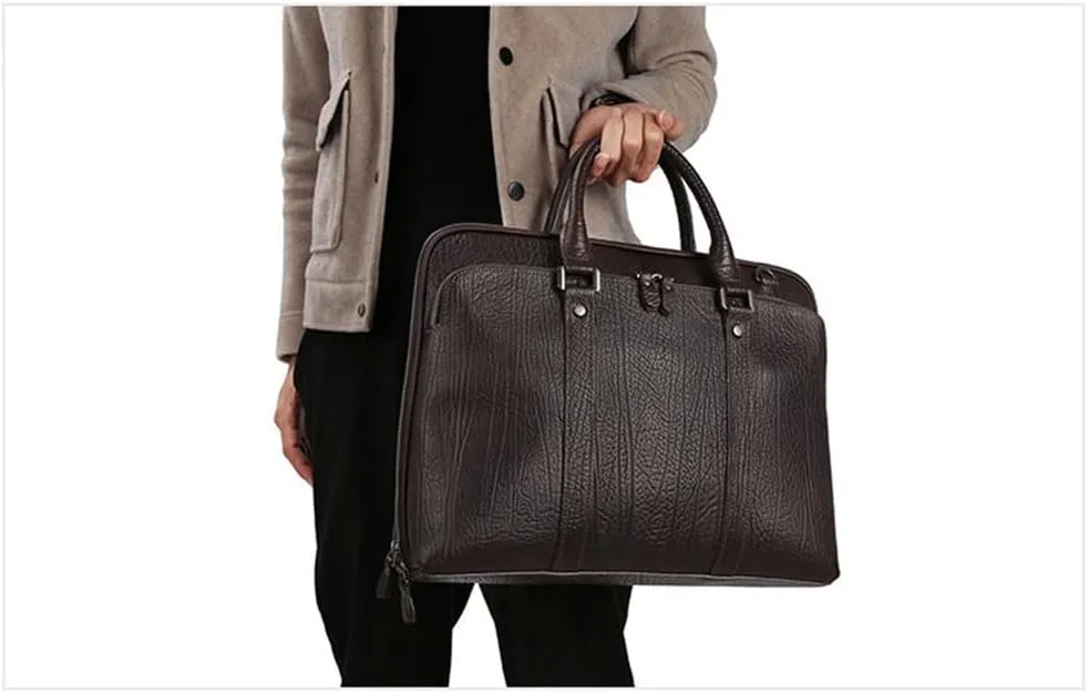 Business Men's Handbag Briefcase 15.6 Inch Shoulder Crossbody Bag Leather Men's Bags Computer Bag (D As Shown in The Figure)