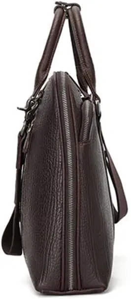 Business Men's Handbag Briefcase 15.6 Inch Shoulder Crossbody Bag Leather Men's Bags Computer Bag (D As Shown in The Figure)