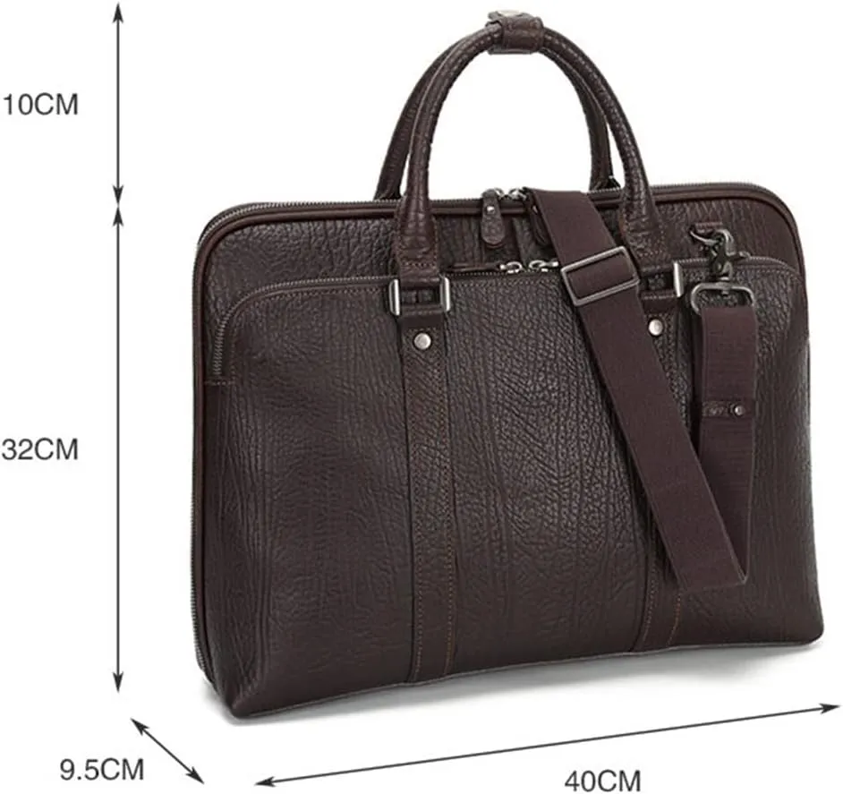 Business Men's Handbag Briefcase 15.6 Inch Shoulder Crossbody Bag Leather Men's Bags Computer Bag (D As Shown in The Figure)