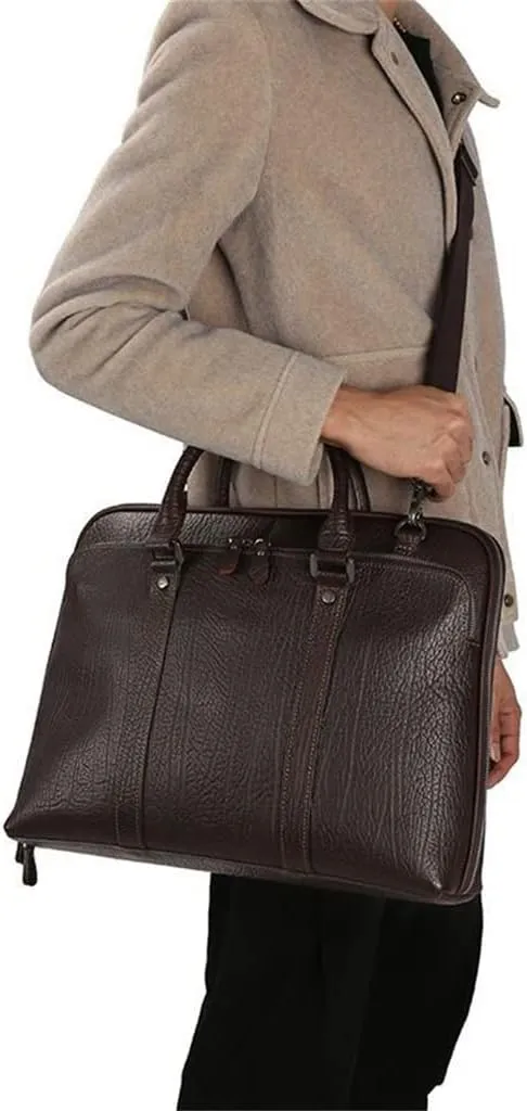 Business Men's Handbag Briefcase 15.6 Inch Shoulder Crossbody Bag Leather Men's Bags Computer Bag (D As Shown in The Figure)