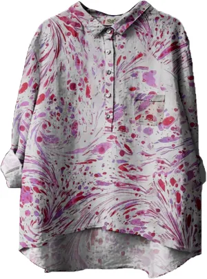 Button Down Shirts for Women Printed Loose Fit Tee Tops Lapel Neck Button Blouses Long Womens Clothes Trendy Spring