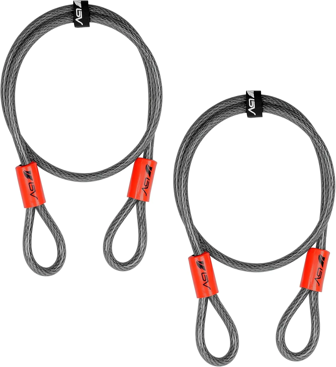 BV Heavy-Duty 4FT Security Cable Lock with Loops-10mm (3/8 Inch) Cut-Resistant Braided Steel Cable-Versatile & Weatherproof-Bike Lock Cable & Chain Lock, Security Chain for Padlock (Pair)