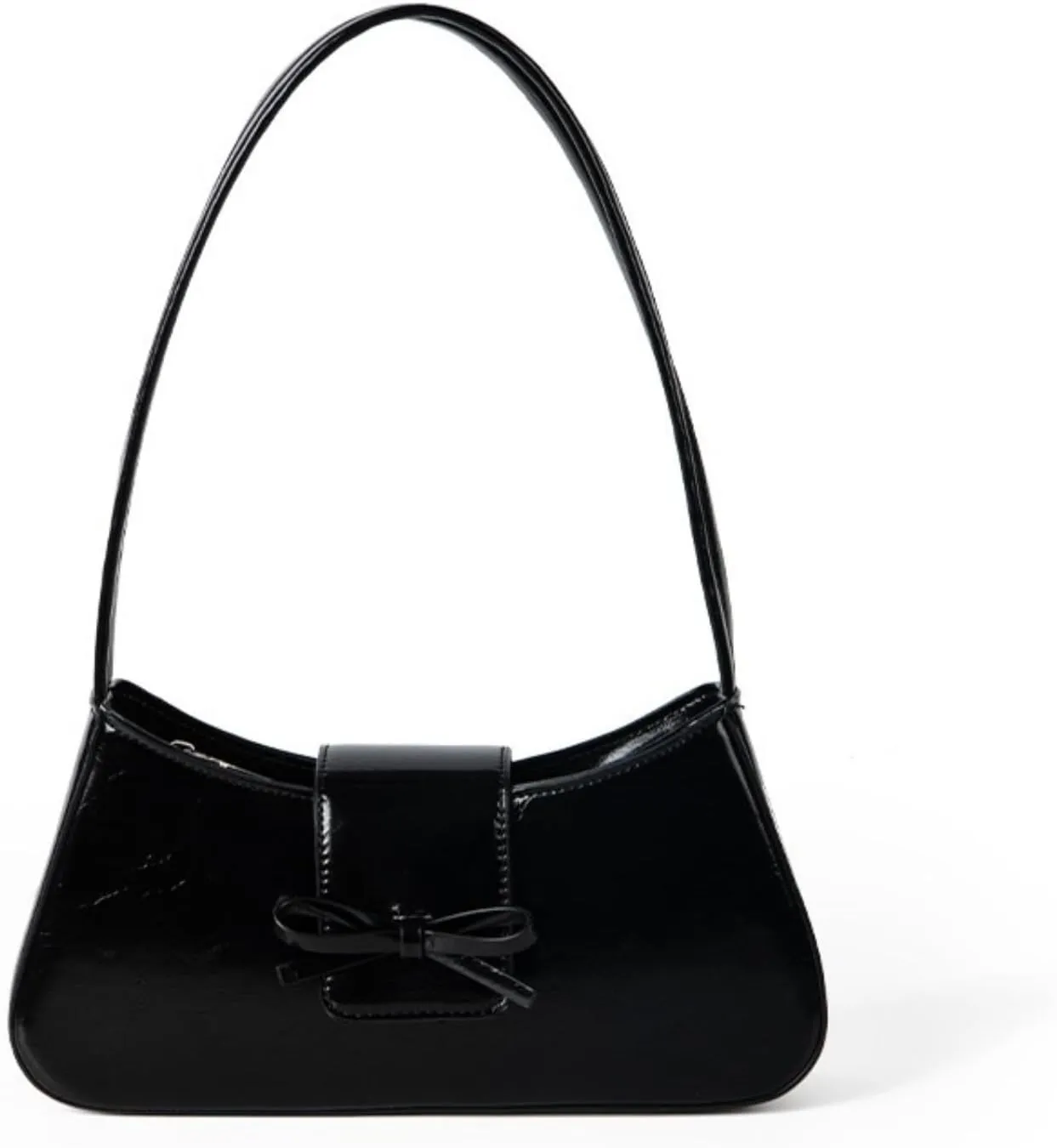 Cabernet Red Patent Leather Shoulder Bag - Coquette Handbag With Bow - Y2k Style Aesthetic Accessory