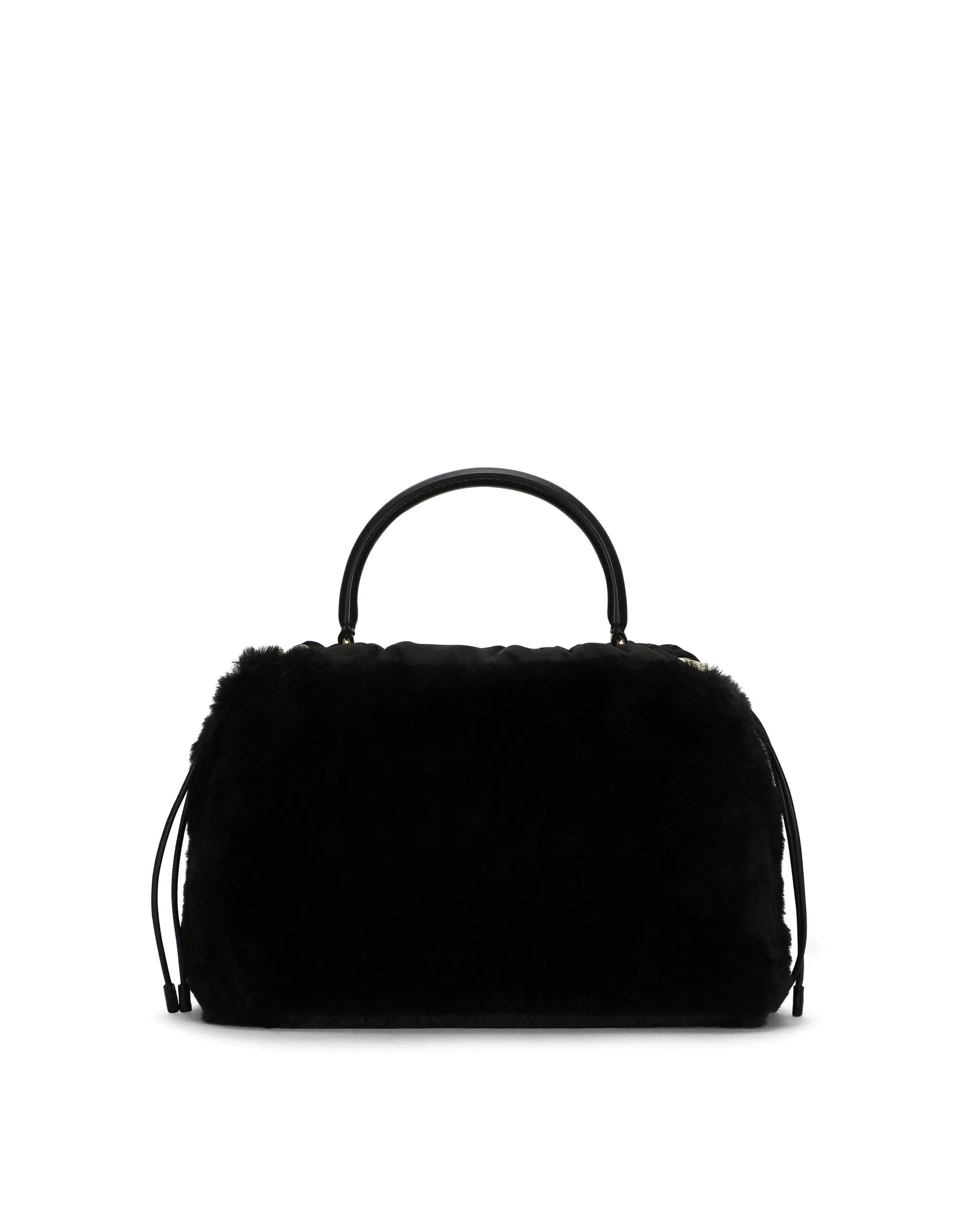 Calfskin and faux fur cover bag