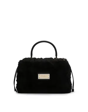 Calfskin and faux fur cover bag