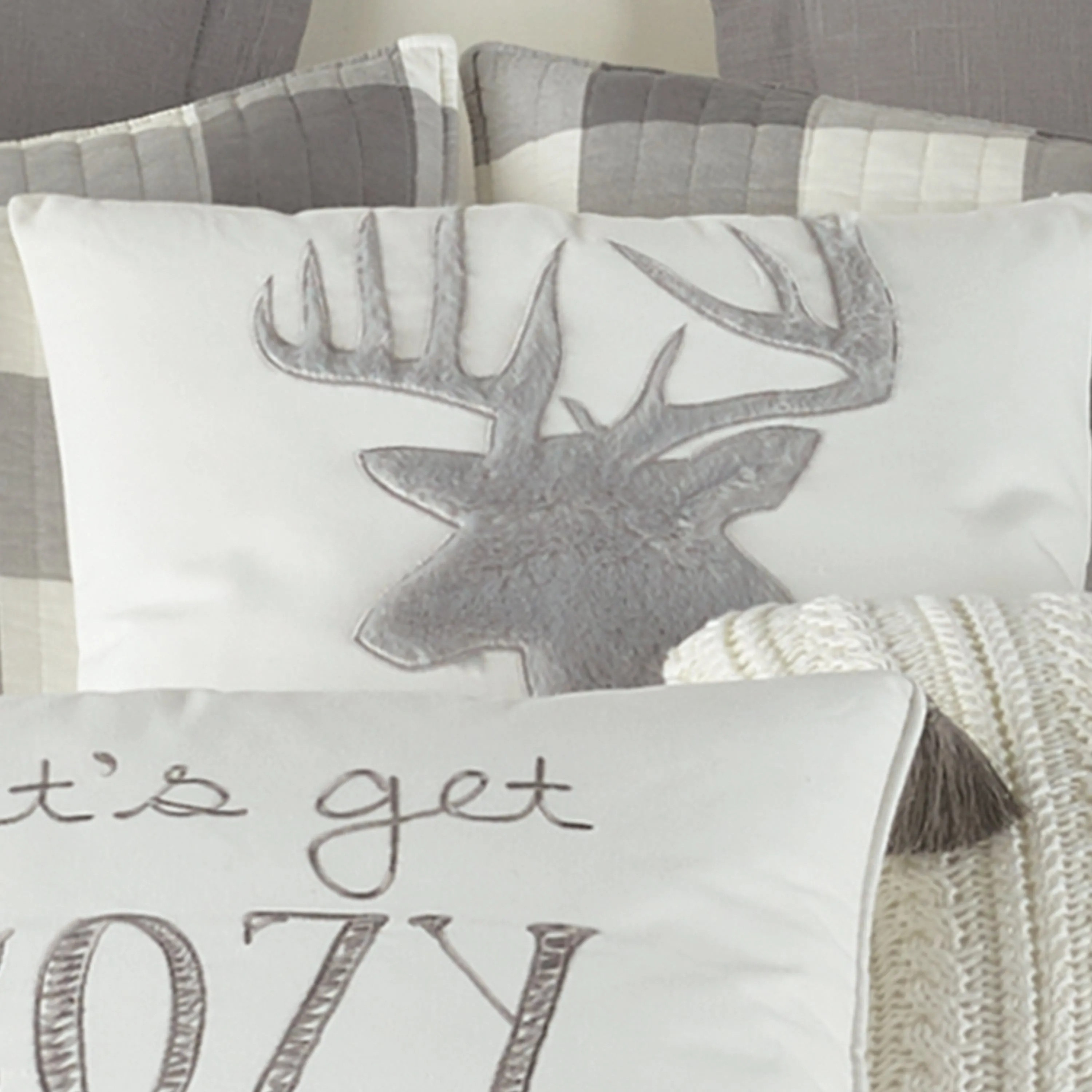 Camden Grey Faux Fur Moose Pillow
