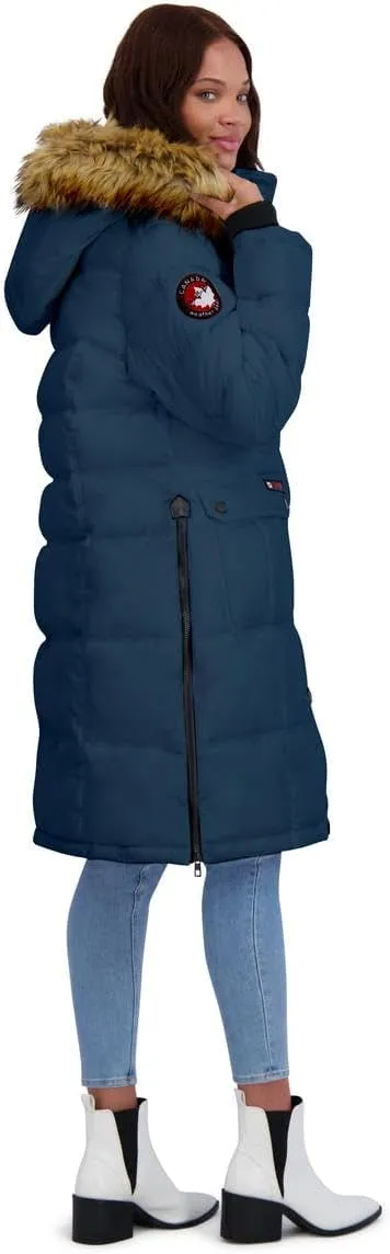 CANADA WEATHER GEAR Puffer Coat for Women- Long Faux Fur Insulated Winter Jacket