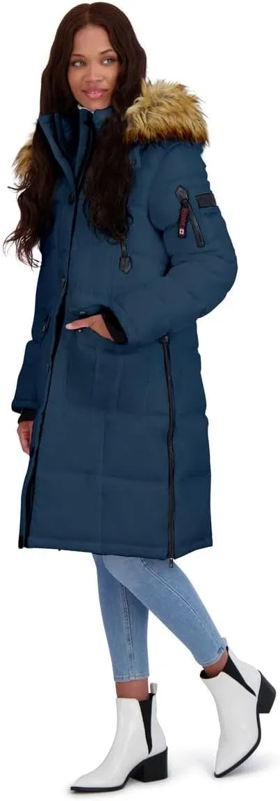 CANADA WEATHER GEAR Puffer Coat for Women- Long Faux Fur Insulated Winter Jacket