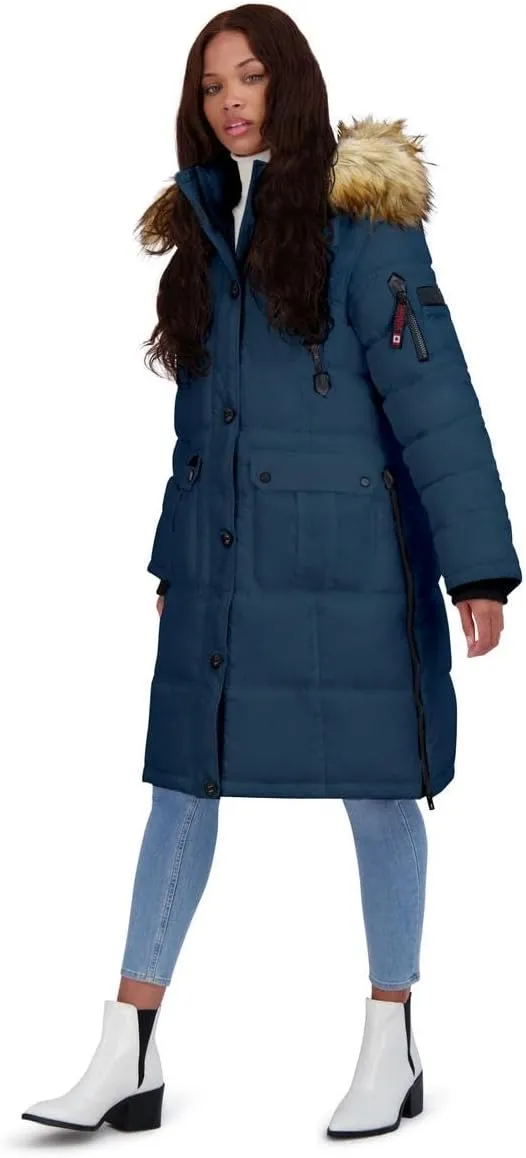 CANADA WEATHER GEAR Puffer Coat for Women- Long Faux Fur Insulated Winter Jacket
