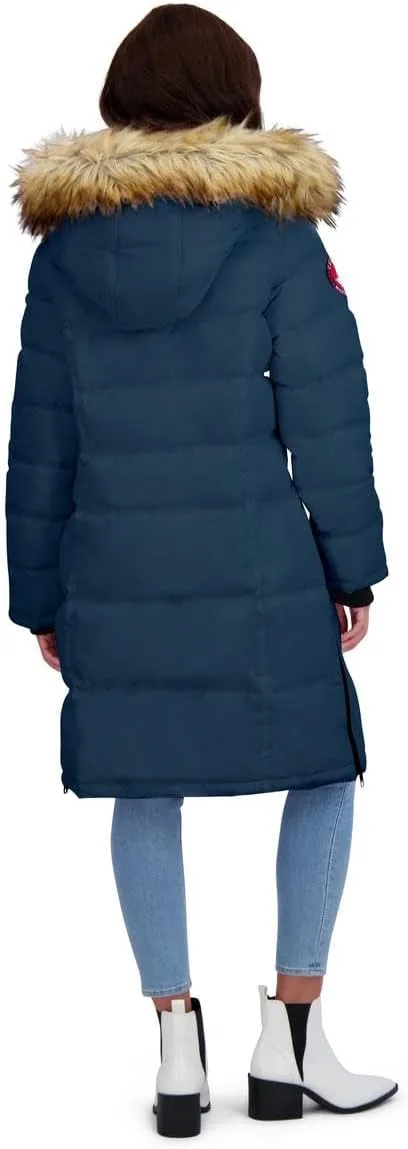 CANADA WEATHER GEAR Puffer Coat for Women- Long Faux Fur Insulated Winter Jacket