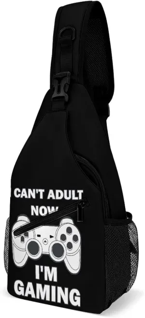 Can't Adult Now I'm Gaming Printed Crossbody Bags Casual Sling Backpack with Adjustable Strap for Women Men