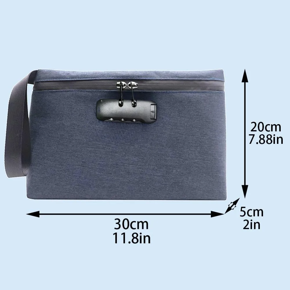 Canvas Mens Wristlet Wrist Bag with Lock, Large Clutch Bags Wallet Purse Zipper Pouch Handbag Organizer for Men, Mariconera para Hombre, 12x8x2inch - Steel Grey