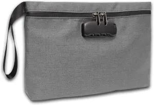 Canvas Mens Wristlet Wrist Bag with Lock, Large Clutch Bags Wallet Purse Zipper Pouch Handbag Organizer for Men, Mariconera para Hombre, 12x8x2inch - Steel Grey