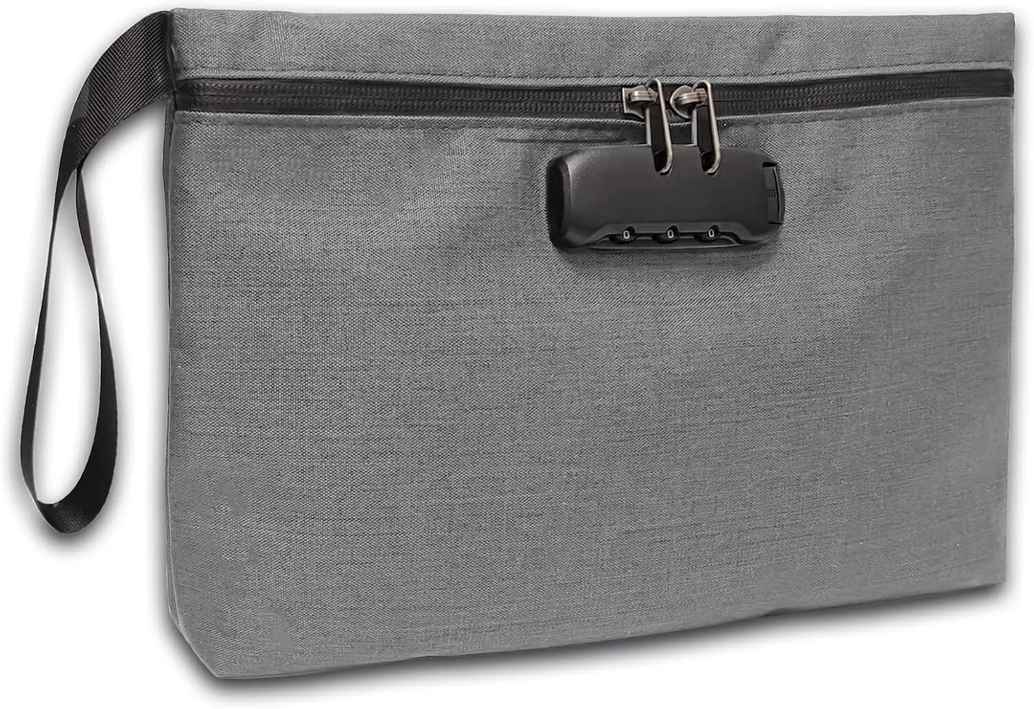 Canvas Mens Wristlet Wrist Bag with Lock, Large Clutch Bags Wallet Purse Zipper Pouch Handbag Organizer for Men, Mariconera para Hombre, 12x8x2inch - Steel Grey