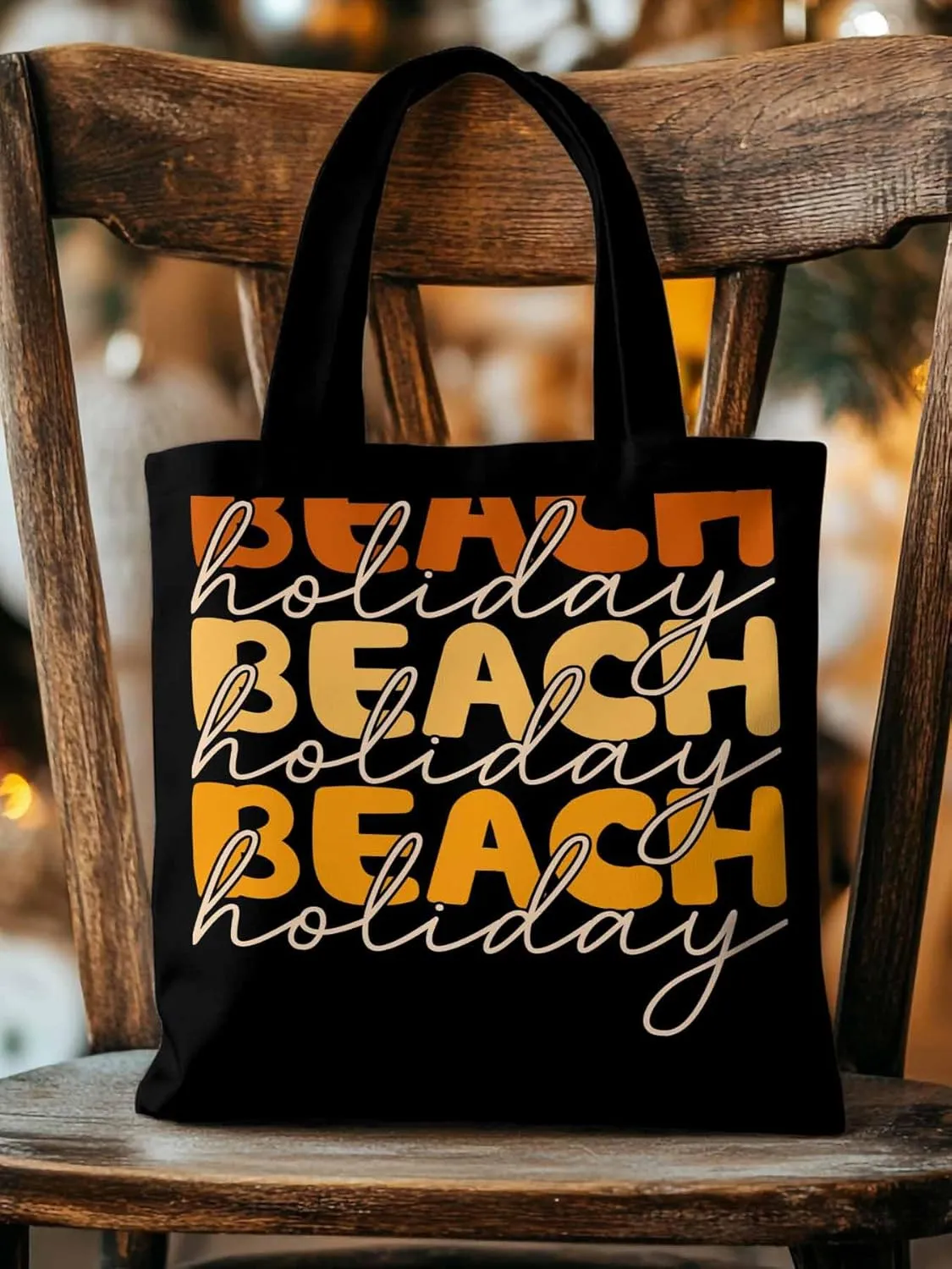 Canvas Tote Bag Beach Quote Reusable Grocery Shopping Bags with Handle, Street Art Large Canvas