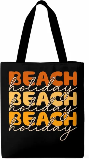 Canvas Tote Bag Beach Quote Reusable Grocery Shopping Bags with Handle, Street Art Large Canvas