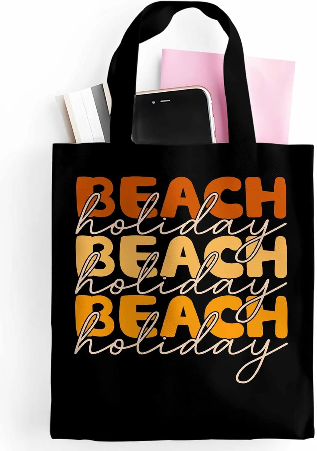 Canvas Tote Bag Beach Quote Reusable Grocery Shopping Bags with Handle, Street Art Large Canvas