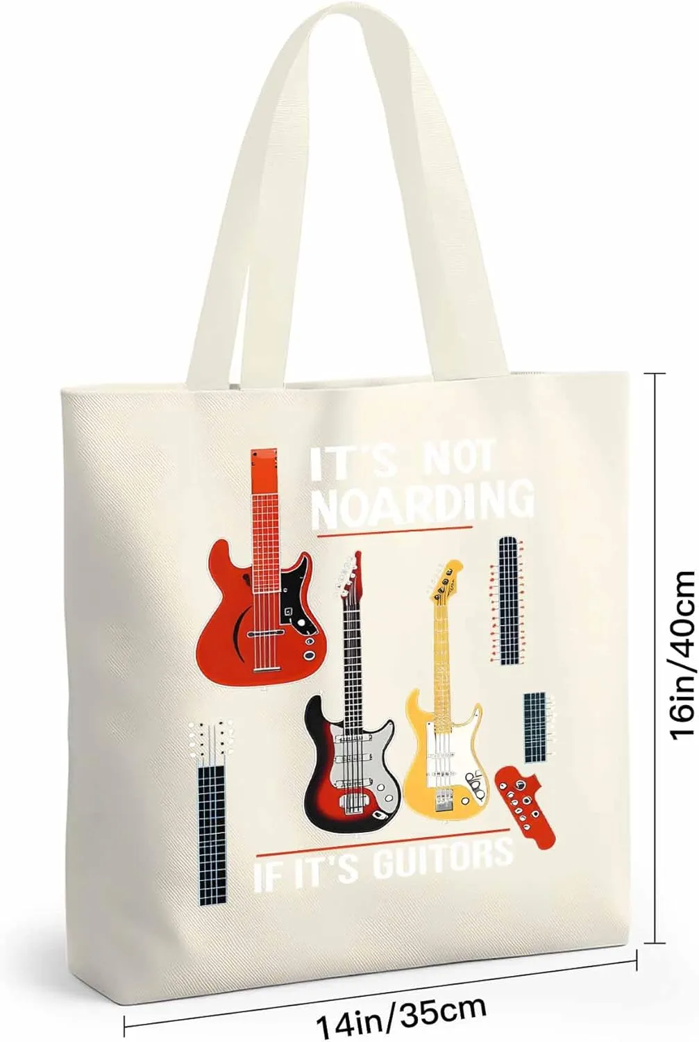 Canvas Tote Bag Guitar Watercolor Reusable Grocery Shopping Bags with Handle, Music Lover Large Canvas