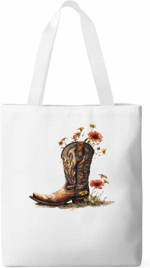 Canvas Tote Bag, Western Aesthetic Canvas Tote Handbags for Women Shoulder Bag Watercolor Floral